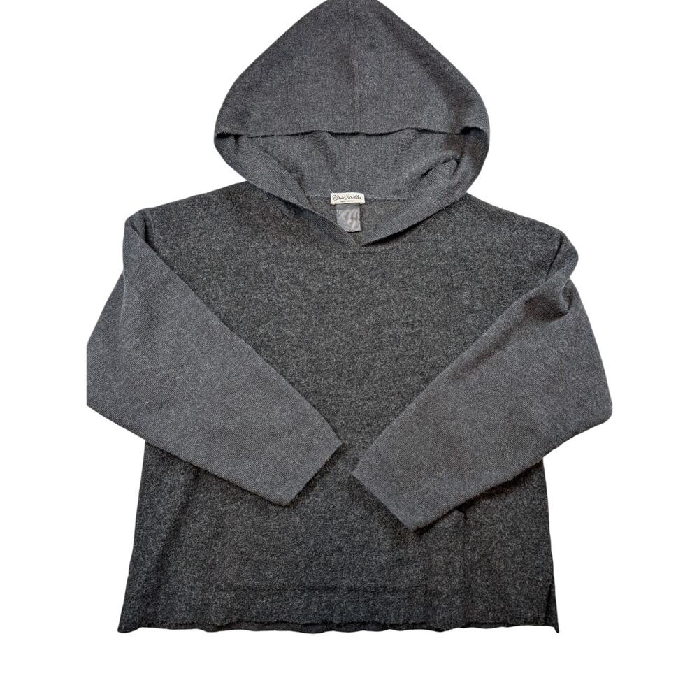 Italian Wool Blend Knit Hoodie Kangaroo Pocket Minimalist Luxe Sweater